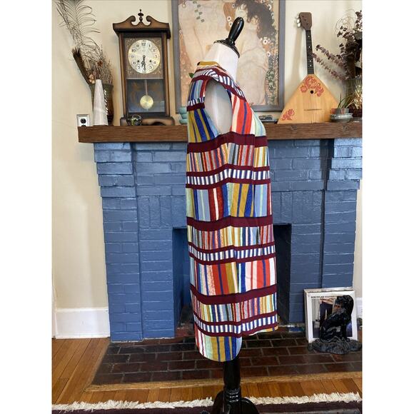 Anthropologie 4 Maeve Au Revoir Colorful Stripe Library Bookshelf Shift Dress S - Picture 7 of 15